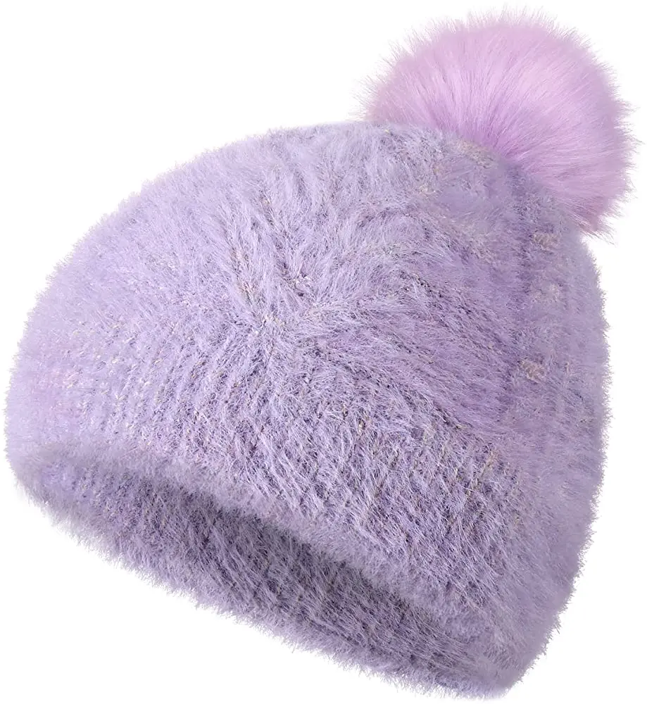 Fashion Fabbit Fur Soft Warm Fluffy Winter Hat for Women Angora Knitted Hat Skullies Beanies Female Bonnet-Cap