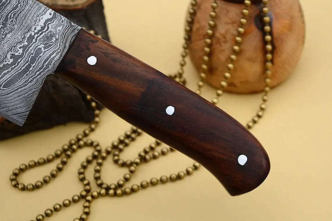 Handmade Damascus Cleaver with wooden handle,Hunting, Meat Cleaver, Kitchen Cutlery, Survival, Camping,