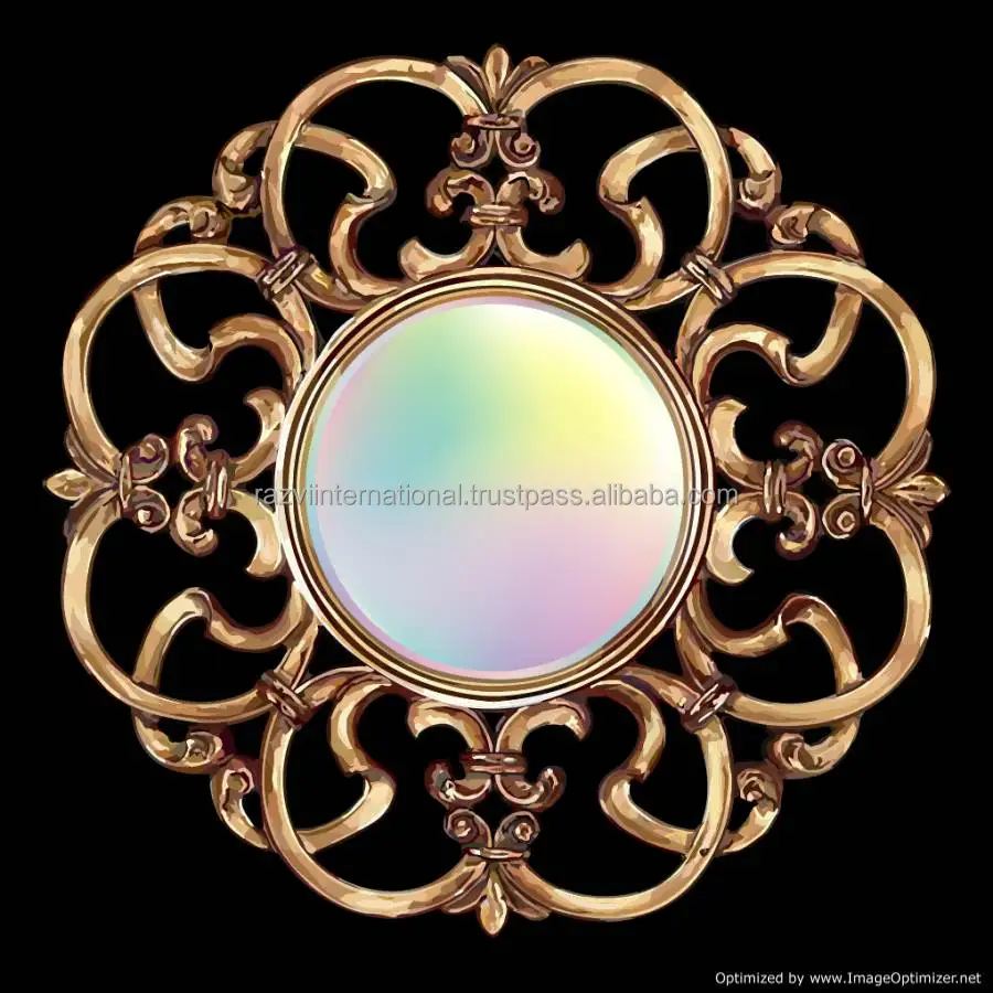 Golden Flower Antique Design Wall Mirror Customized Wall Metal Mirror