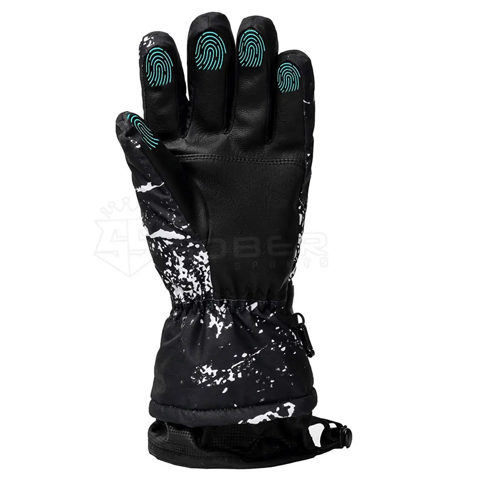 Printed Winter warm Outdoor Sports Ski Gloves  Leather Snowboard Gloves