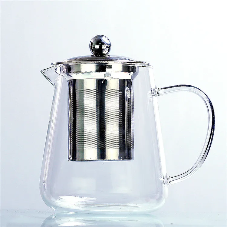 Glass Teapot With Infuser  Clear Refractory Glass Flower Tea Pot Handle Bottles Kettle Teapot