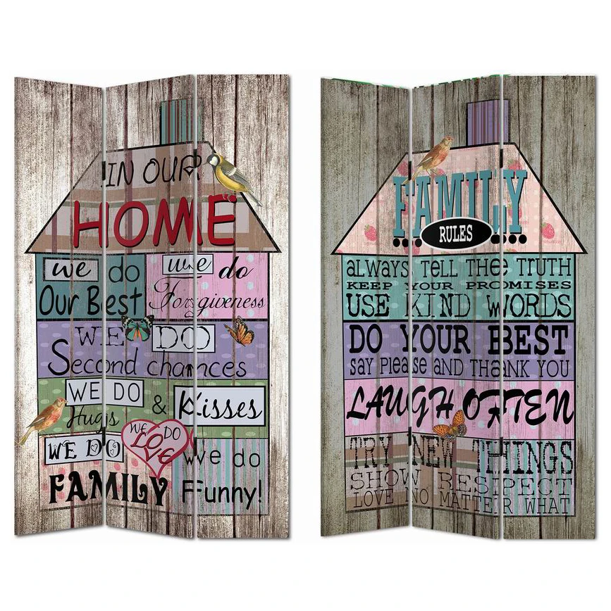 DECORATIVE 3 PANEL CANVAS/WOODEN FOLDING HOME ROOM DIVIDERS