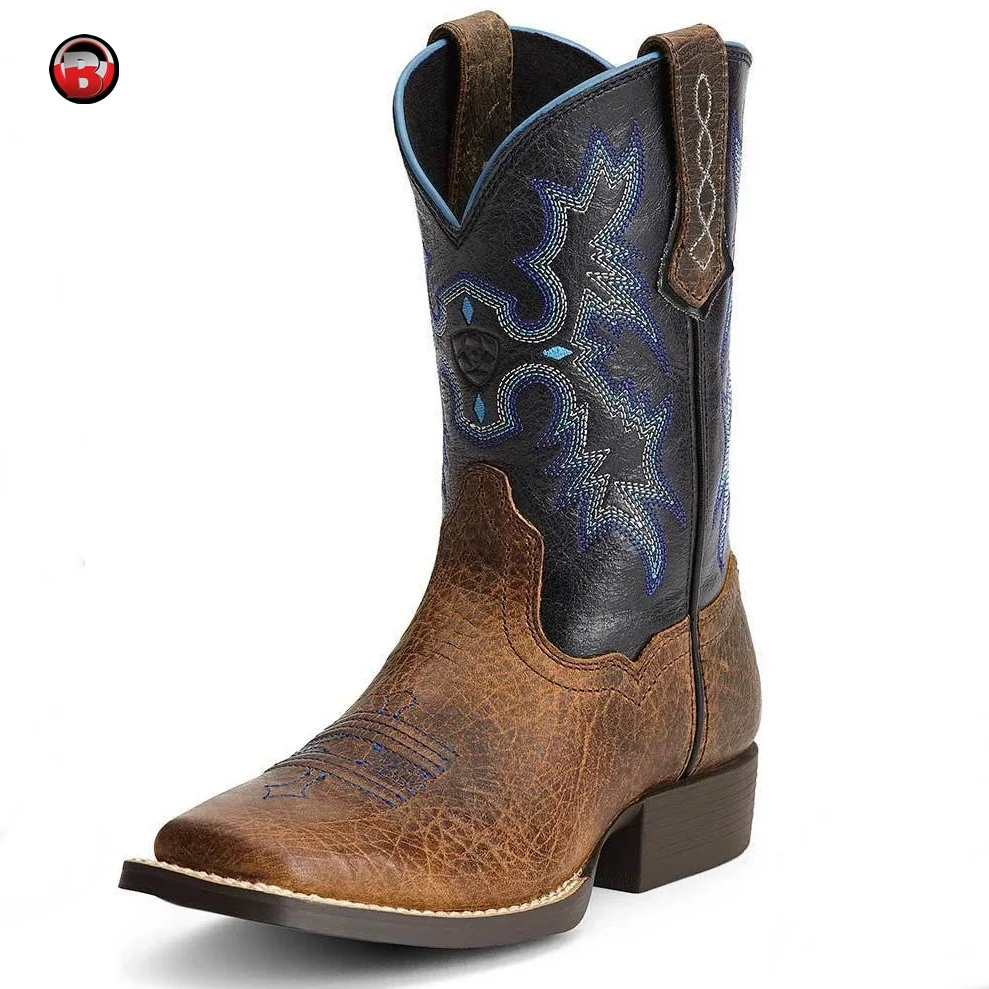 Cowboy Boots, Genuine Leather Embroidered High Quality, Hot selling Customized Cowboy Boots for men