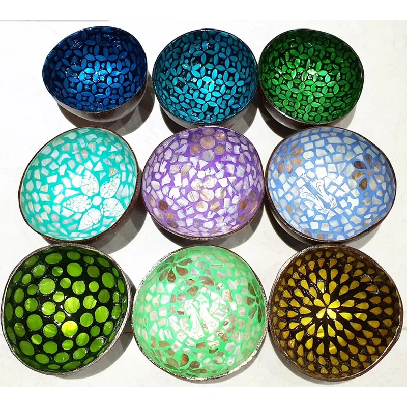 Polished Blue Mother Of Pearl Inlaid Coconut Bowl Wholesale from 100% natural best price made in Vietnam