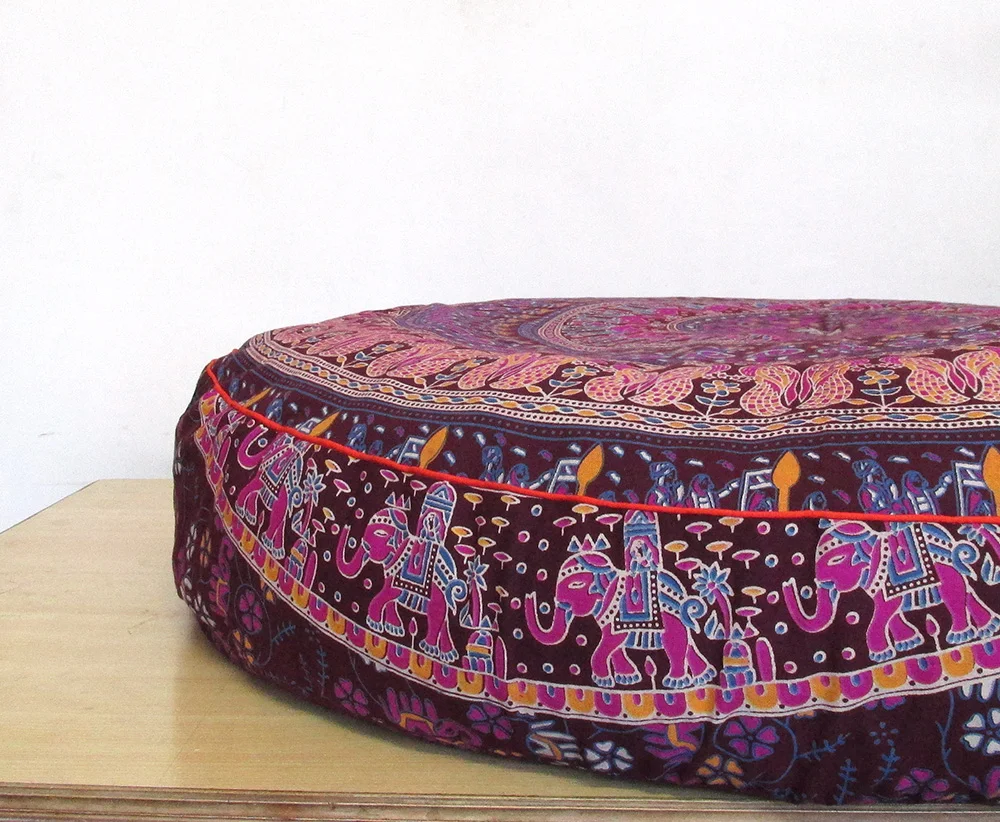 Pouf Round Bohemian Meditation Mandala Ottoman Cover Cushion Pillows Floor Large Living Room Furniture Home Stool & Ottoman