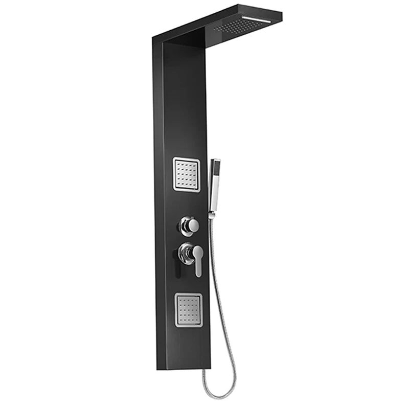 S6999PB-4 Black Brushed 304 Stainless Steel Massage Wall panels Waterfall Spa Jets Multifunction Bathroom Shower Panels