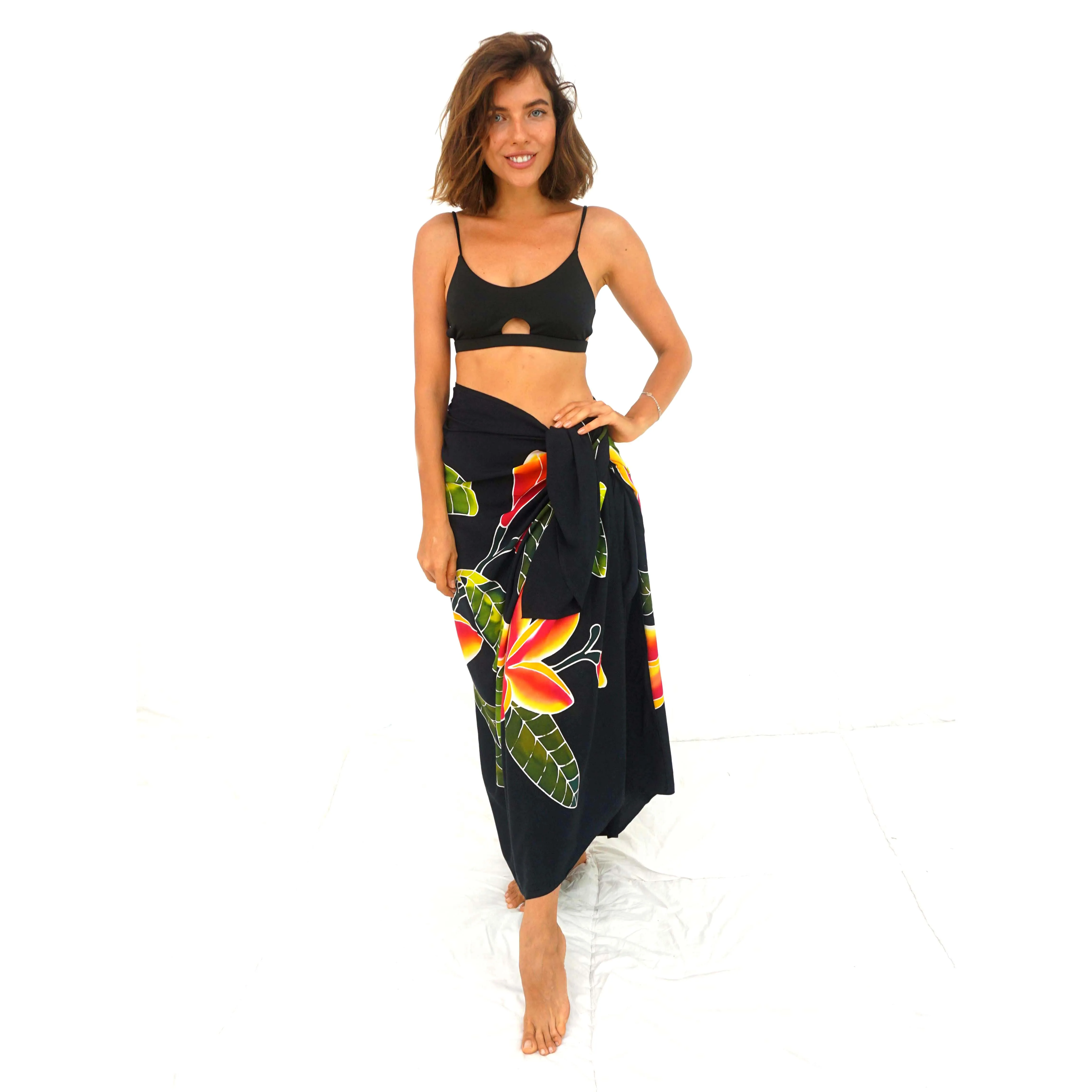 Hand Painting Hawaiian Sarongs Pareo 100% Finest Quality Rayon Custom Wholesale Beachwear Cover up HP086-002R1