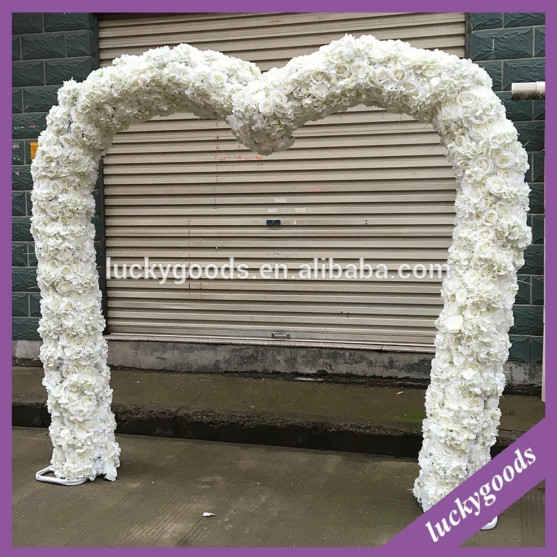Factory sale round shape rose and hydrangea white wedding arch wholesale