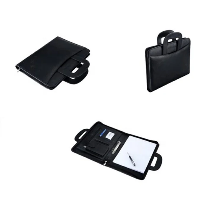 Manufacturer of Custom Logo Black Color  Executive File Folder  PU Leather Manager Case