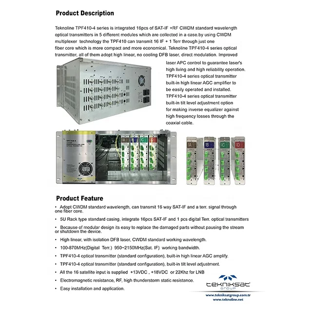 High Quality AGC OPTIC TRANSMITTER (4SAT+1TERR) 17 coax input 1 optic output lnb power led indicator hihg gain