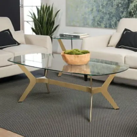 Oval Glass Top Coffee Table in Weathered Pewter Modern Design Metal Furniture Coffee Table for Living Room Latest Design 2024