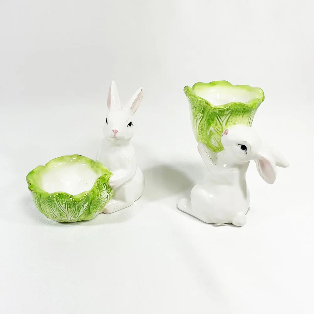 Easter Holiday Decorations Bunny Porcelain Egg Cup Rabbit Ceramic Egg Holders