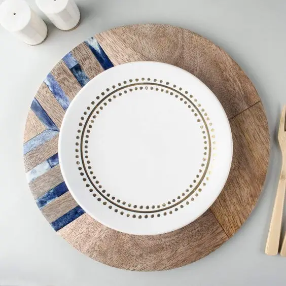 HIGH QUALITY Customized Bone Inlay and Wood Charger Plate for wholesale  By Art Assembly
