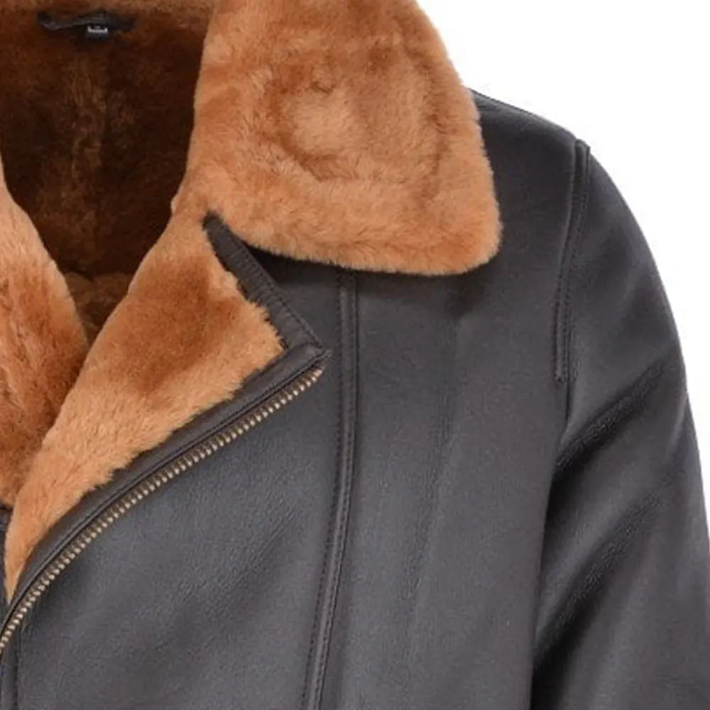 Мужская зимняя куртка F2 из коричневой кожи с меховой овчиной/куртка из натуральной кожи с мехом овчины/Новейшая Стильная мужская куртка