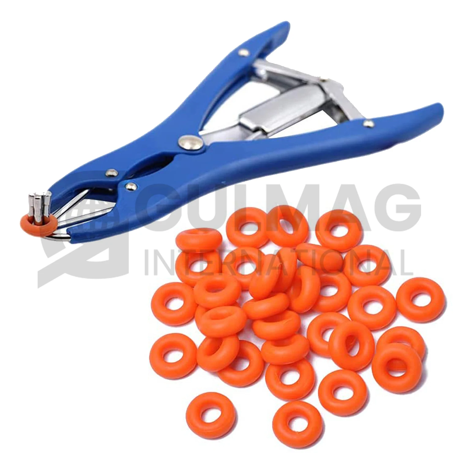 Puppy Tail Banding Elastrator with FREE 100 Castrator Rings Castration Plier for Cattle Goat Cow veterinary Instruments Tools