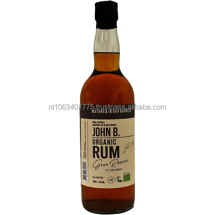Private Label Dark Rum 38% ABV, Bottle 700 ml., Organic Certified, Dutch, Customized Bottle/Logo
