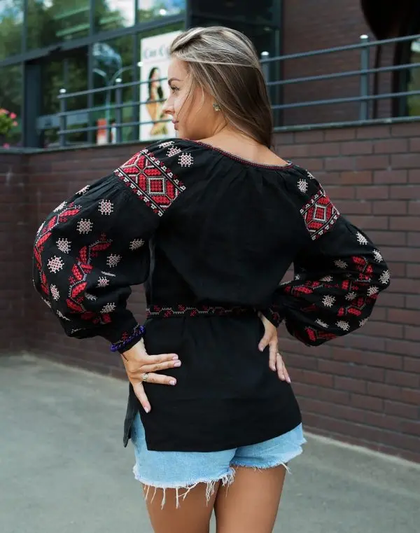 Ukrainian Embroidered Special Charm Vintage Look Women Blouse Romanian Folk Costume Made In India Bold Boho Lady Top
