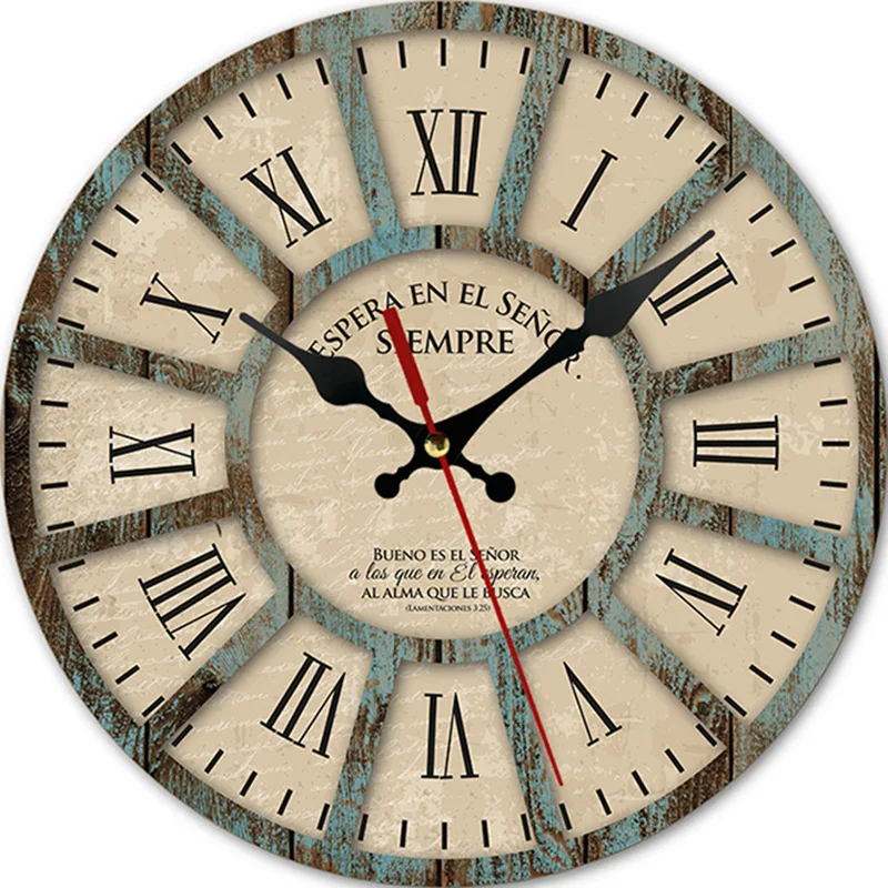 12 Inch European Style Wooden Vintage Wall Clock Retro Creative Home Decoration Clocks