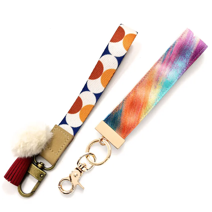 manufacturer custom printed fabric personalized designer keychain wristlet