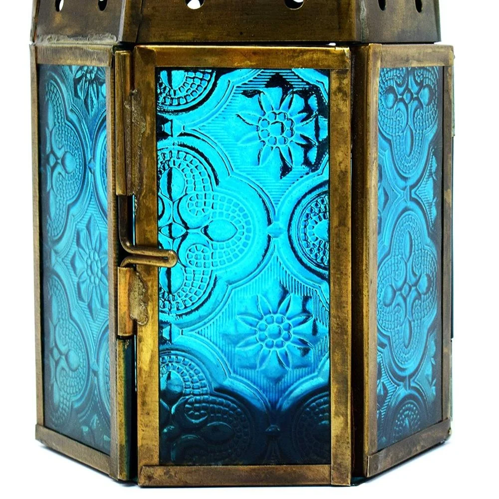 Metal Glass Moroccan Style Table Top and Hanging Lantern Tealight Candle Holder Metal Glass Moroccan Style