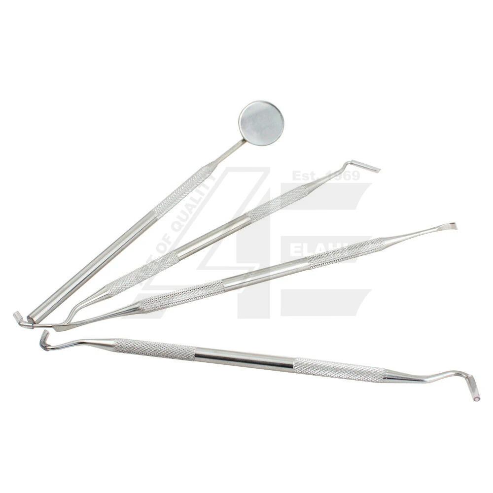 4 Piece Dental Set Dental Cleaning Tartar Remover Probe Care Oral Mirror Plaque Removing 2024 BEST SELL