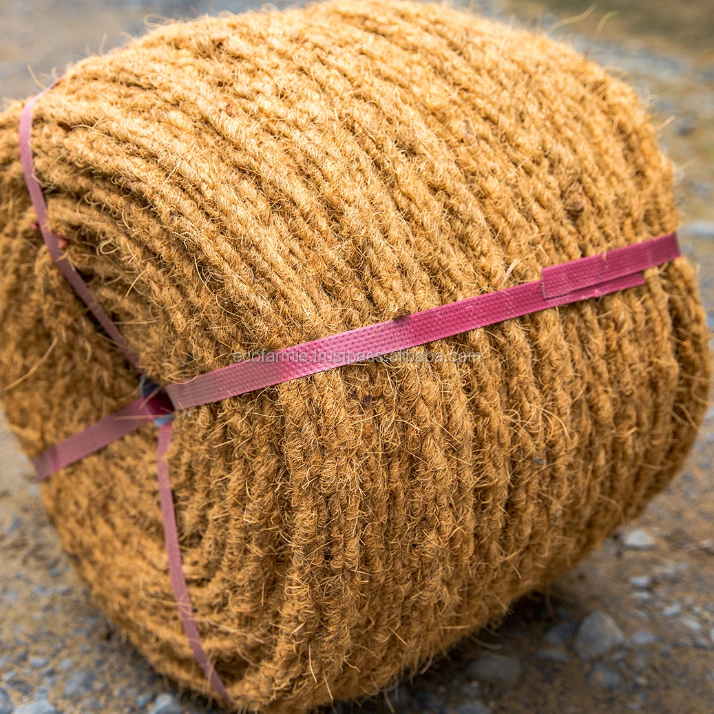 Thick Coconut Fiber Made 100% Natural Coir Ropes Husk Rope Coco Fibre Rolls Custom