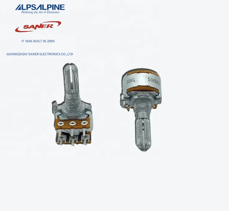 ALPS RK163 series metal shaft rotary potentiometers RK1631210C4U 50K