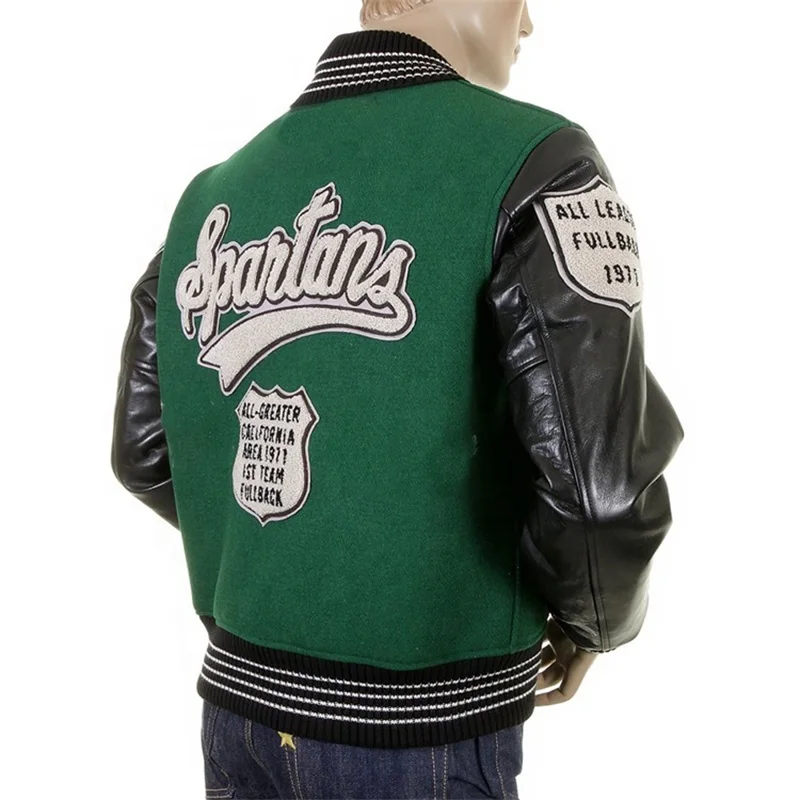 Hot selling new OEM custom leather sleeve bomber letterman baseball towel embroidered varsity jacket for men