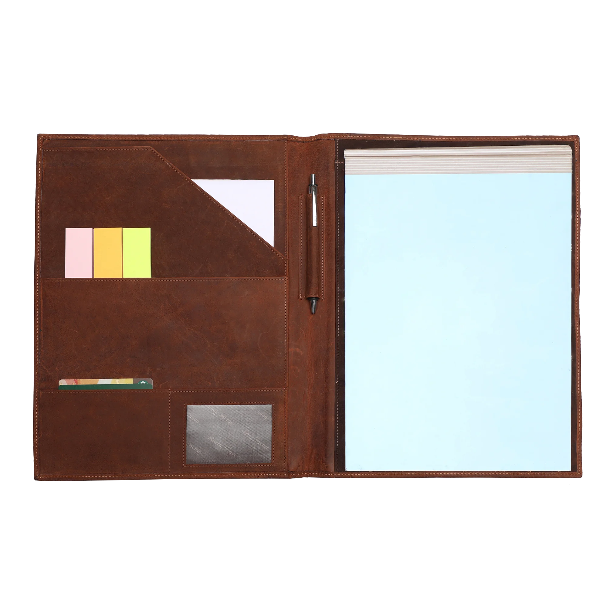 
Handmade Leather Luxury Business Notebook Portfolio Professional Organizer & Business Card Holder, Brown 