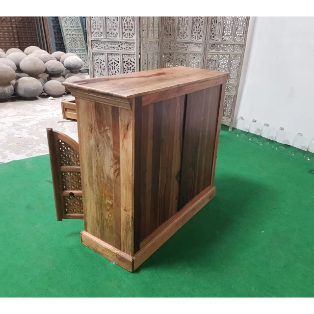 CARVED WOODEN ACACIA TWO DOOR PANEL SIDEBOARD SOLID WOOOD SIDEBOARD FARMHOUSE FURNITURE  DINNING ROOM FURNITURE