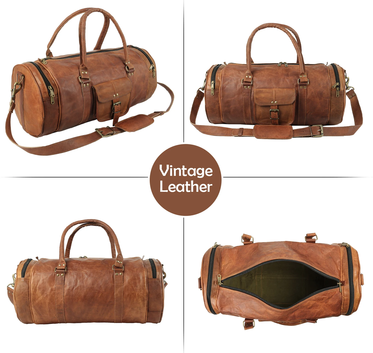 New Arrival Vintage Craft Leather Bag Duffle  Genuine Leather  Casual Travel Bag for men and women