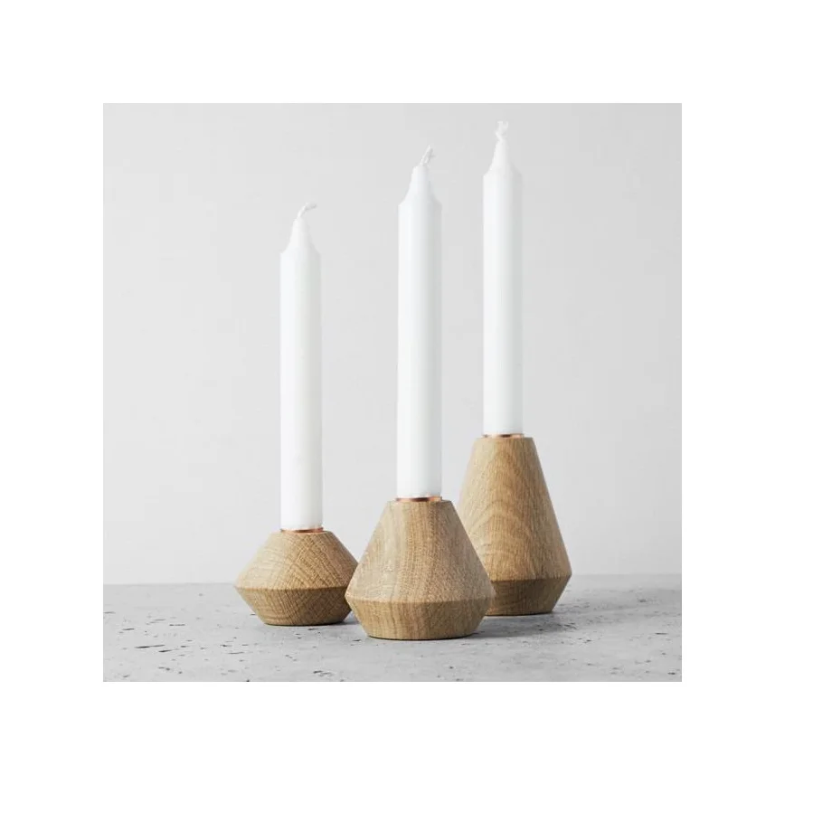 Modern Design Wooden Pillar Candle Holder Stands 3 Piece Wood Candlestick Centerpieces for Tableware Use