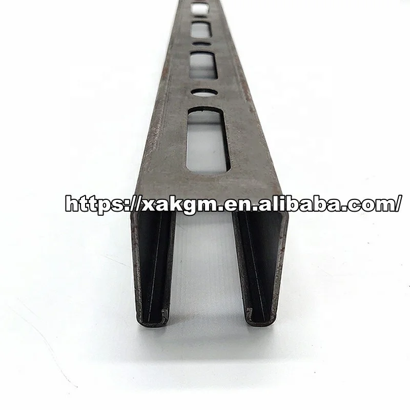 XAK 2021 March New Release 41*41 Customised holes Slotted Carbon Steel Profile Unistrut C Channel Perforated Manufacturer