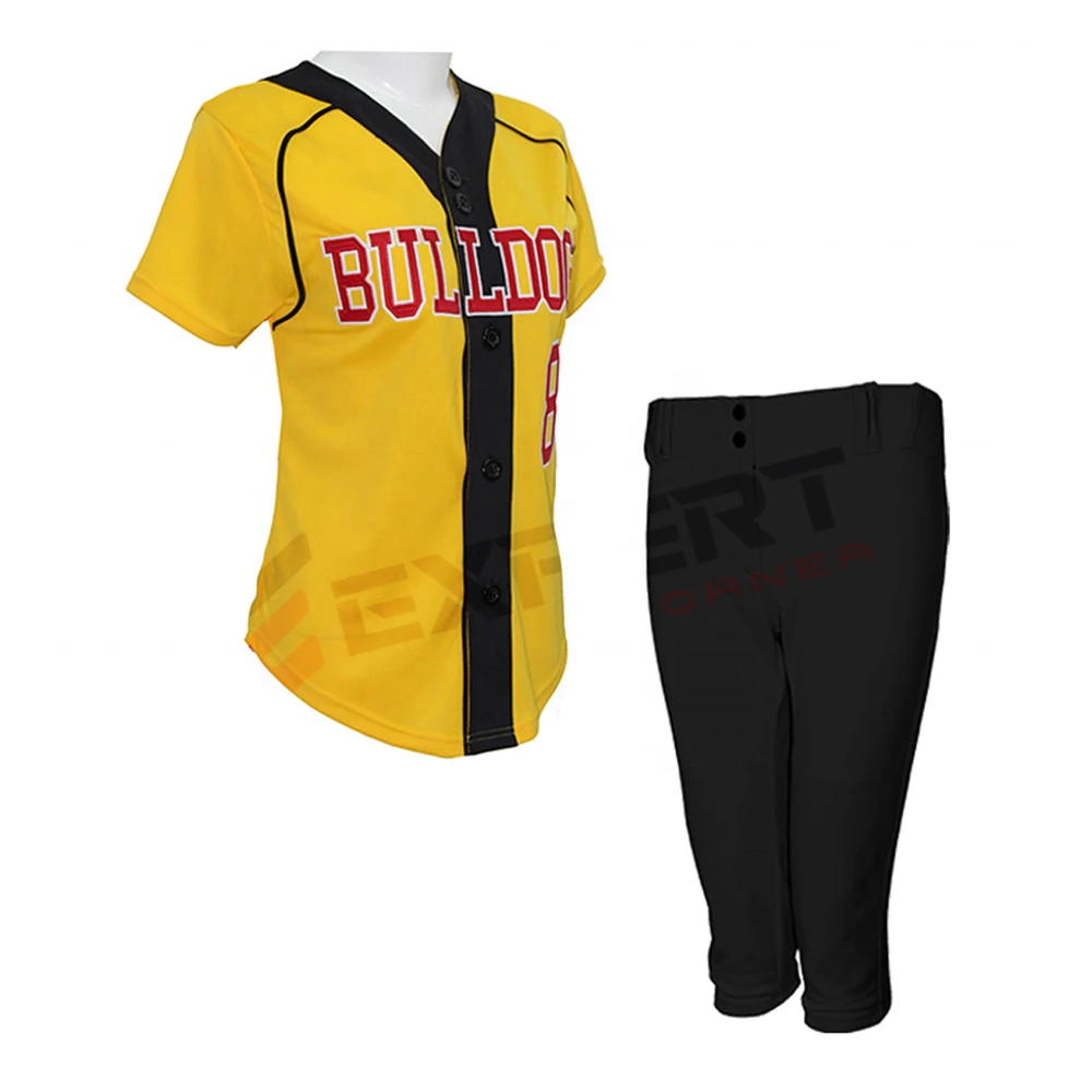 Wholesale Custom Sublimation Printing Cheap Blank 100% polyester Short Sleeve Women Softball uniform Baseball Jersey
