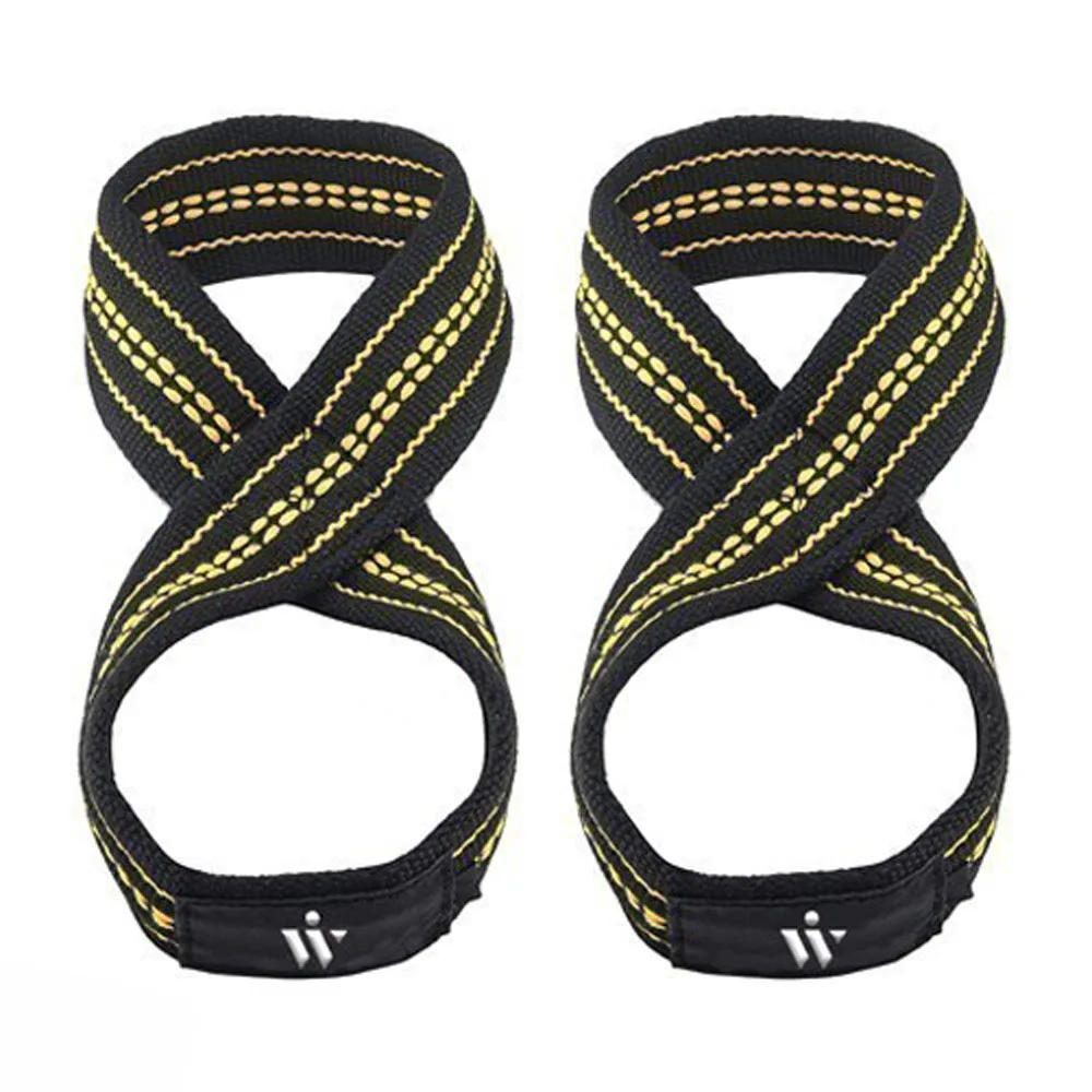 Weight Lifting Gym Wrist Straps Figure Eight Neoprene Padded Gym Dead Lifting Double Loop Wrist Straps