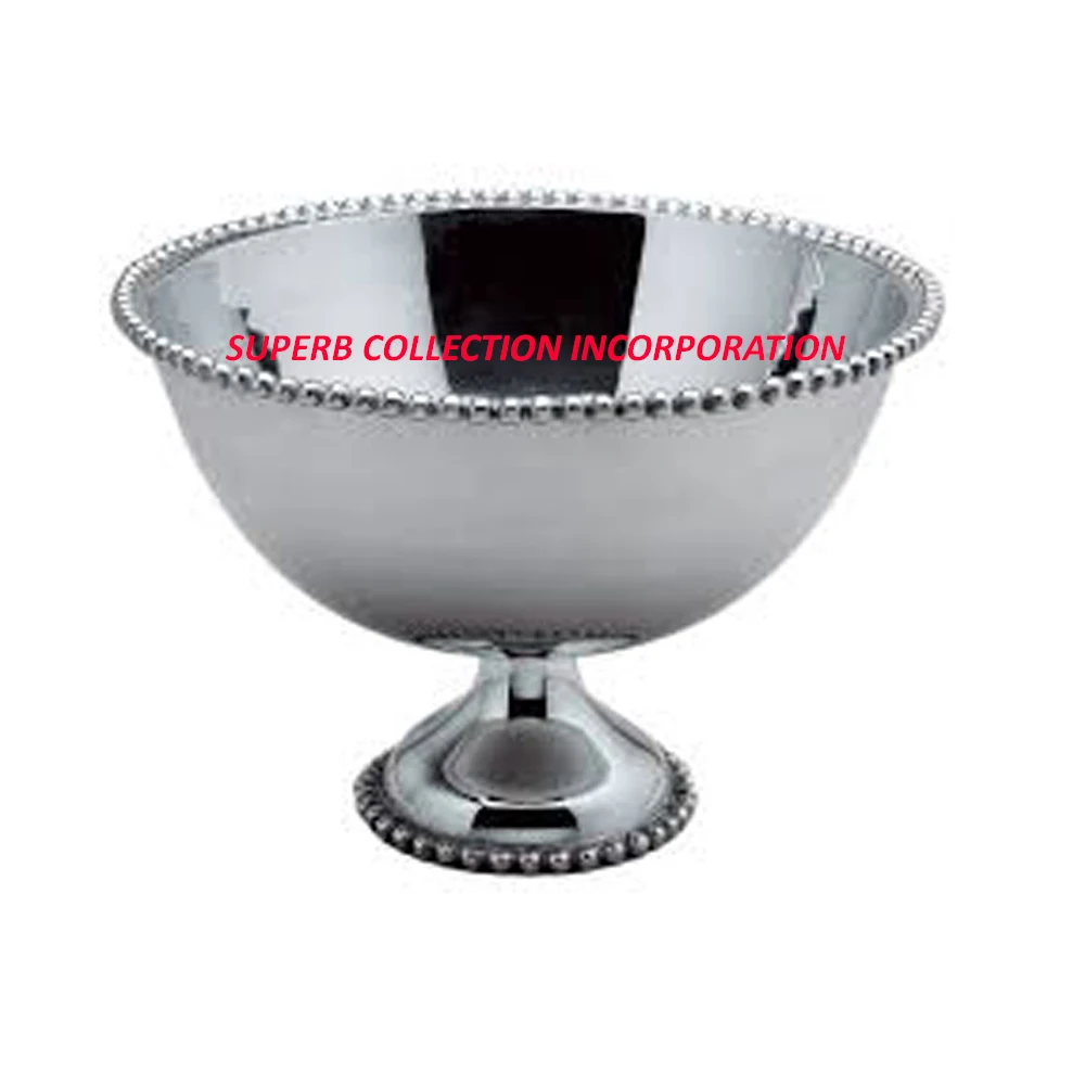 Silver Shiny Nickle Handmade Custom MAde Design Decorative Fancy Fruits Bowl For Dining Table Used Free Japanese Style