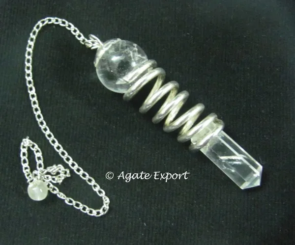 Crystal Quartz Spiral Pendulum with chain