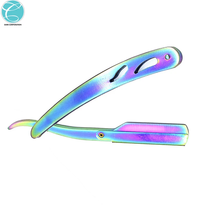 Men Shaving Barber Tools Hair Razor and Blades Antique Black Folding Shaving Knife Stainless Steel Straight razor Holder