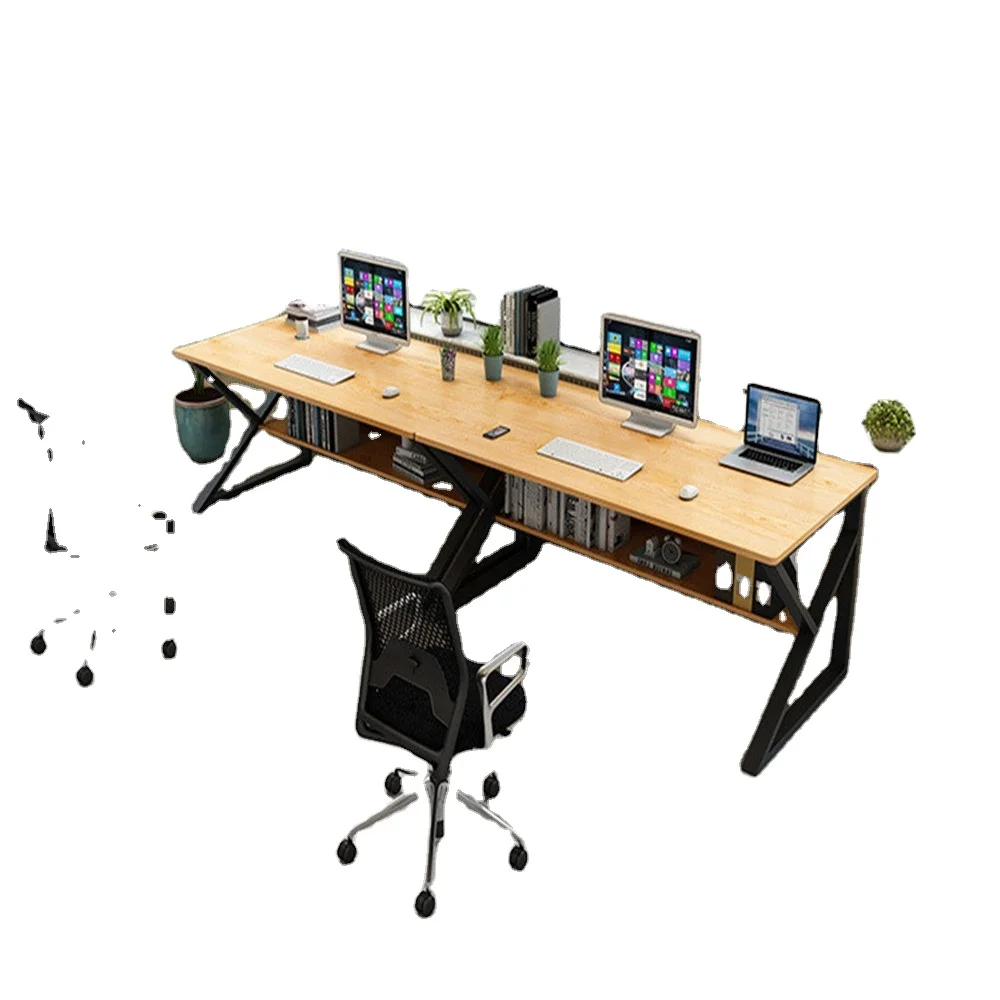 Simple design MDF white computer desks study with bookshelf l shaped workstation office desk furniture standing desk