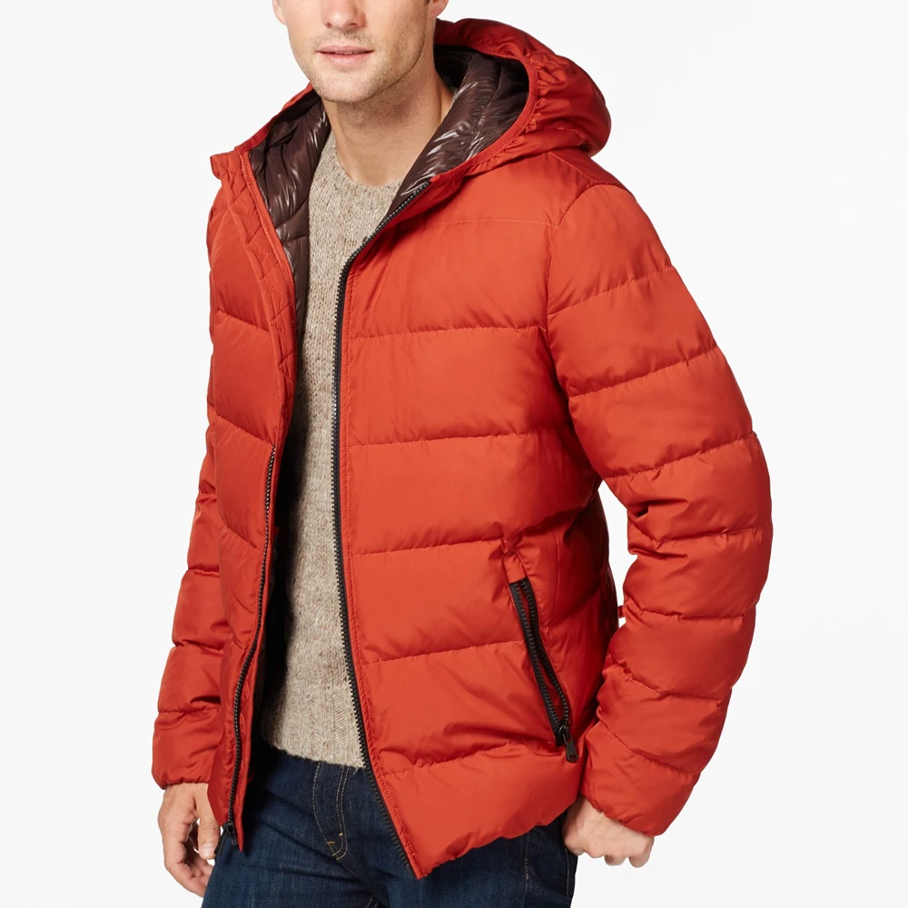 Factory price low moq men zip up jacket custom print blank winter thick puffer jackets for mens