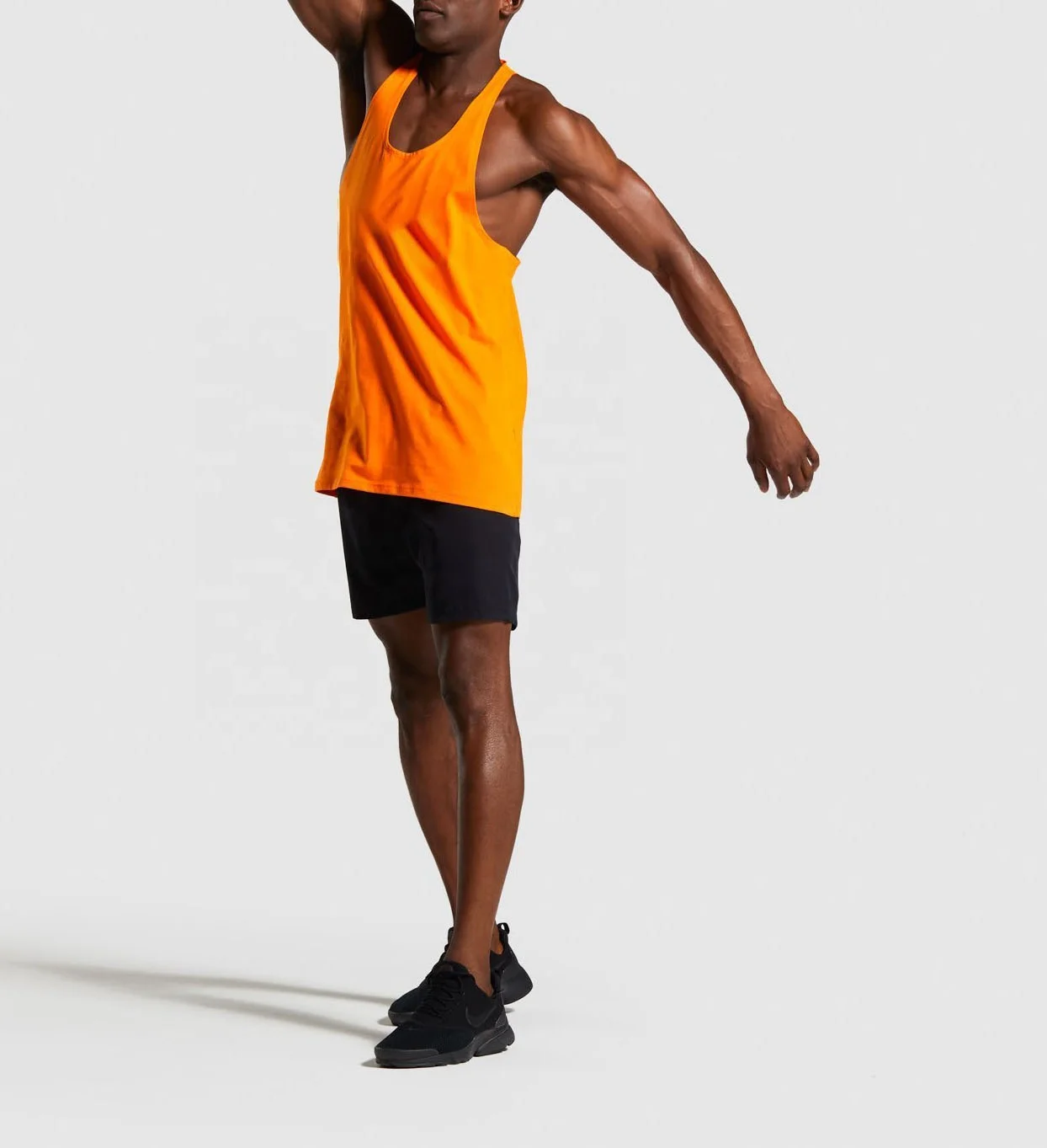 
Orange color custom made best quality gym stringer vests singlets wholesale 