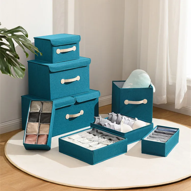 Underwear Storage Box Organizer Easy To Fold Embedded in Closet Sock bra Canvas Storage Box