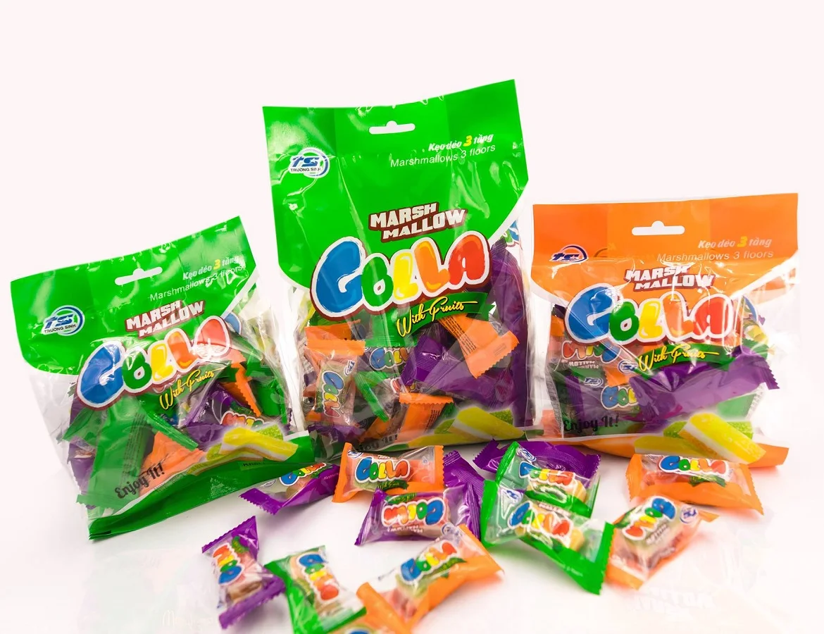 Lowest price 3 level Marshmallows gummy candy Candy bag