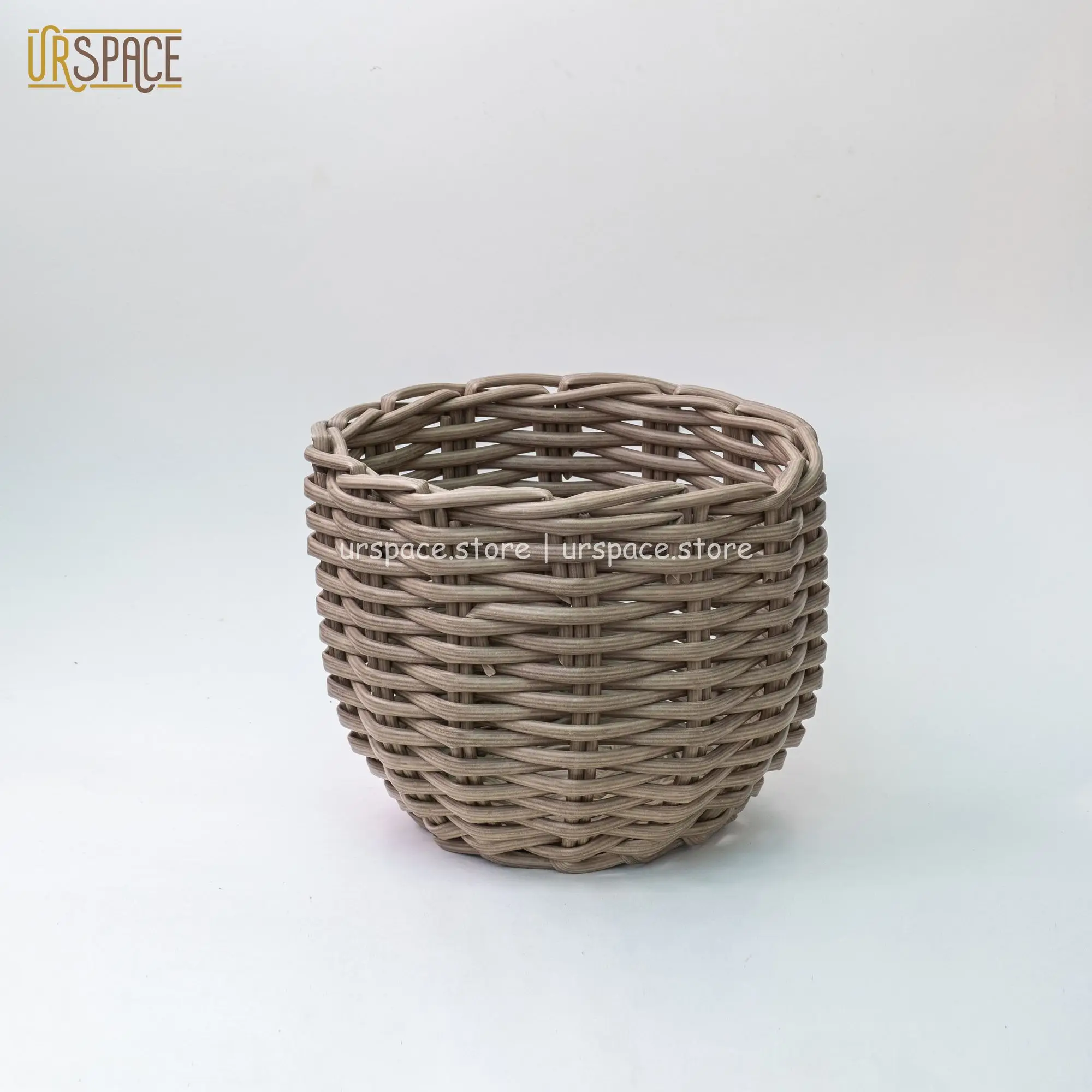 Wholesale ODM/OEM price feature service factory wicker storage baskets Single Resin Small Round Basket With Handle from Vietnam