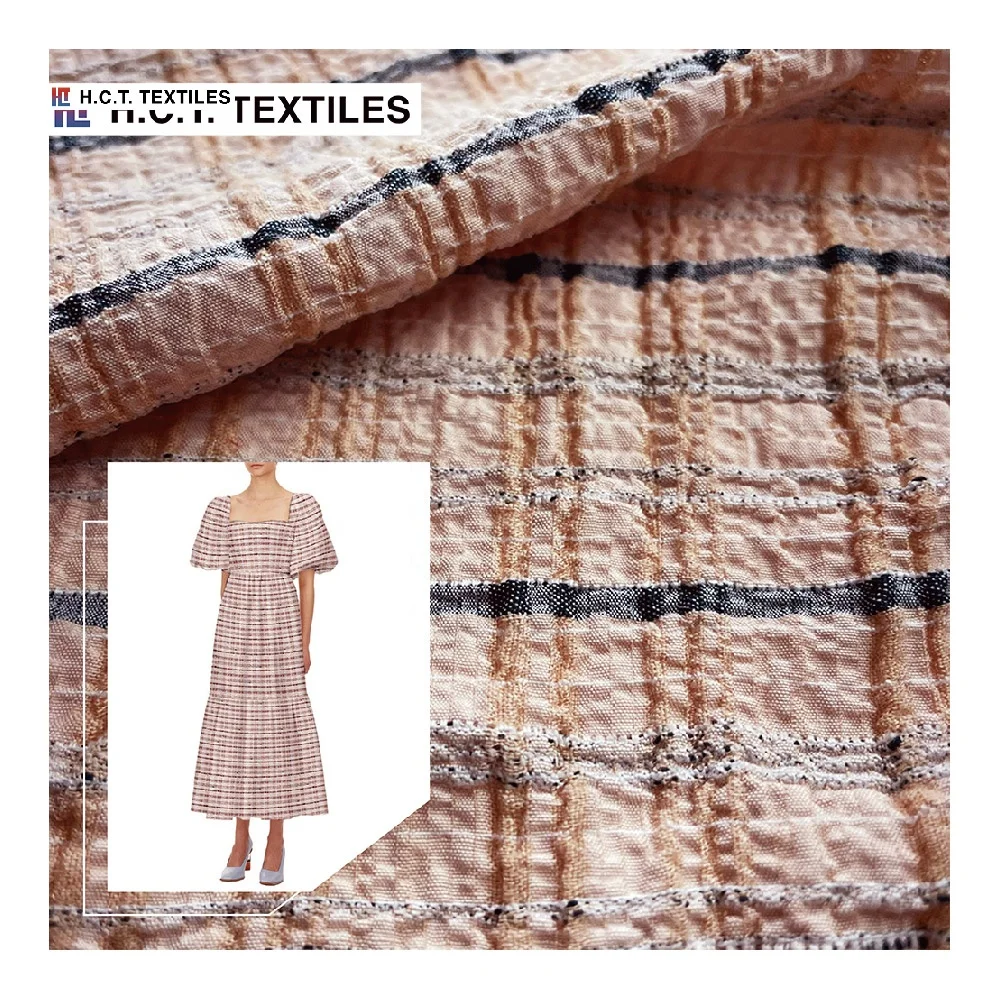 Good hand feel Stripe Rayon Polyester Spandex  Gauze fabric for jumpsuit