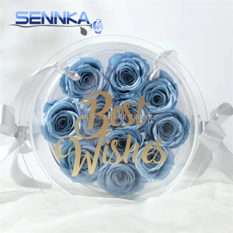 Floristic Decoration Material 10cm Pure Color Preserved Rose Head Flower Box