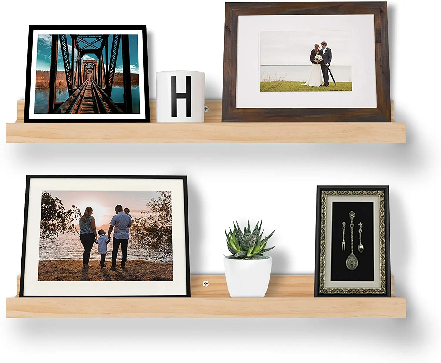 
Wooden Wall Mounted Picture Ledge Pine Wood Display Wall Shelf 