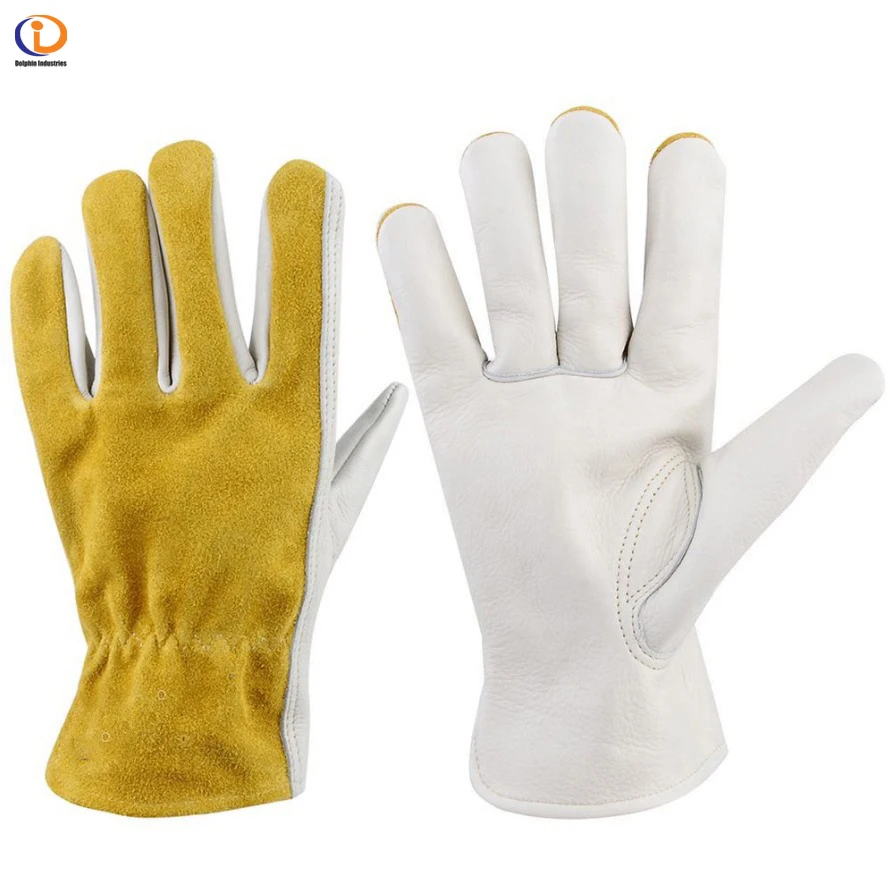 Amazon hot selling cowhide leather working gloves safety gloves welding gloves