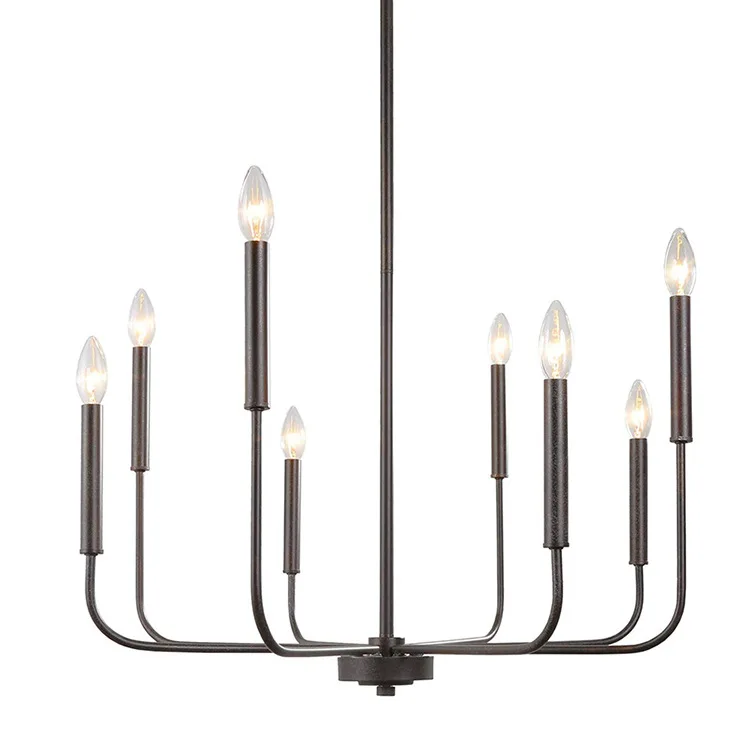industrial style 8 bulbs black color wrought iron chandelier