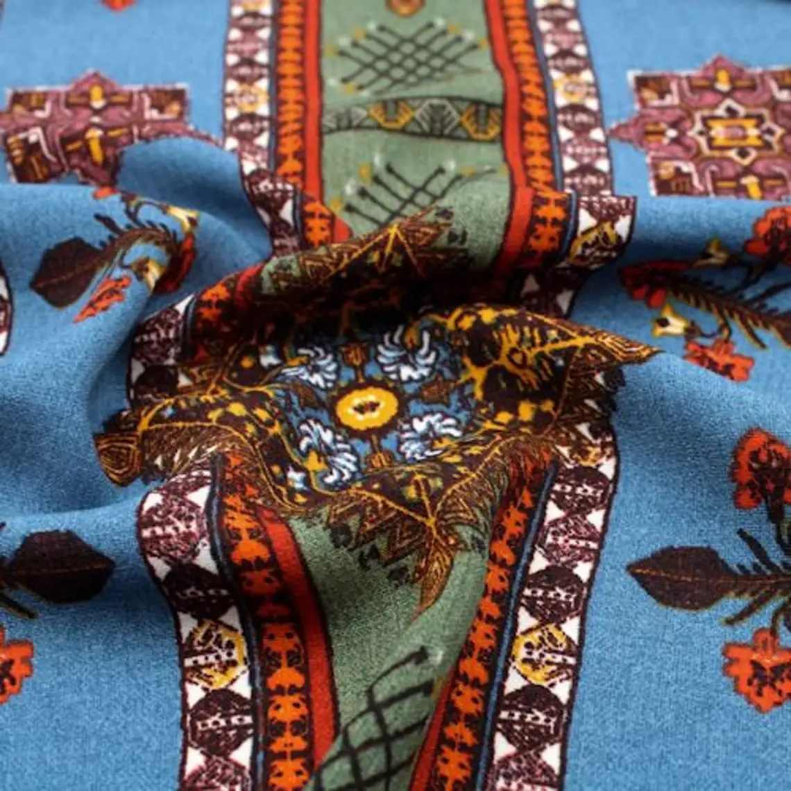 Чирок Индиго ржавчины в этническом стиле с принтом на сплетенная ткань для оптовой продажи-стиль P-1345-688